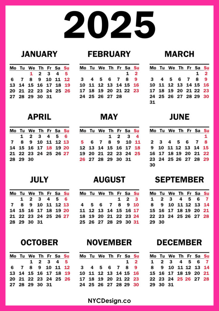 2025 Monthly Calendar Printable Free Uk 2025 Una Lianne