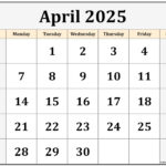 April 2025 Calendar Free Printable Calendar