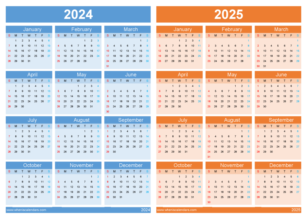 2024 And 2025 Calendar Printable 45y03