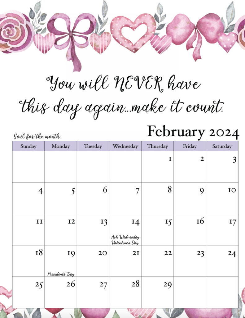 2024 Motivational Calendar Printable Word Searches