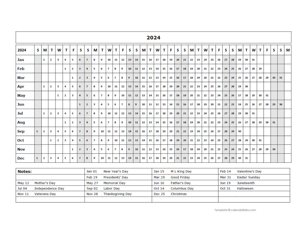 2024 Year At A Glance Calendar Word Template Pdf Jayne Gianina