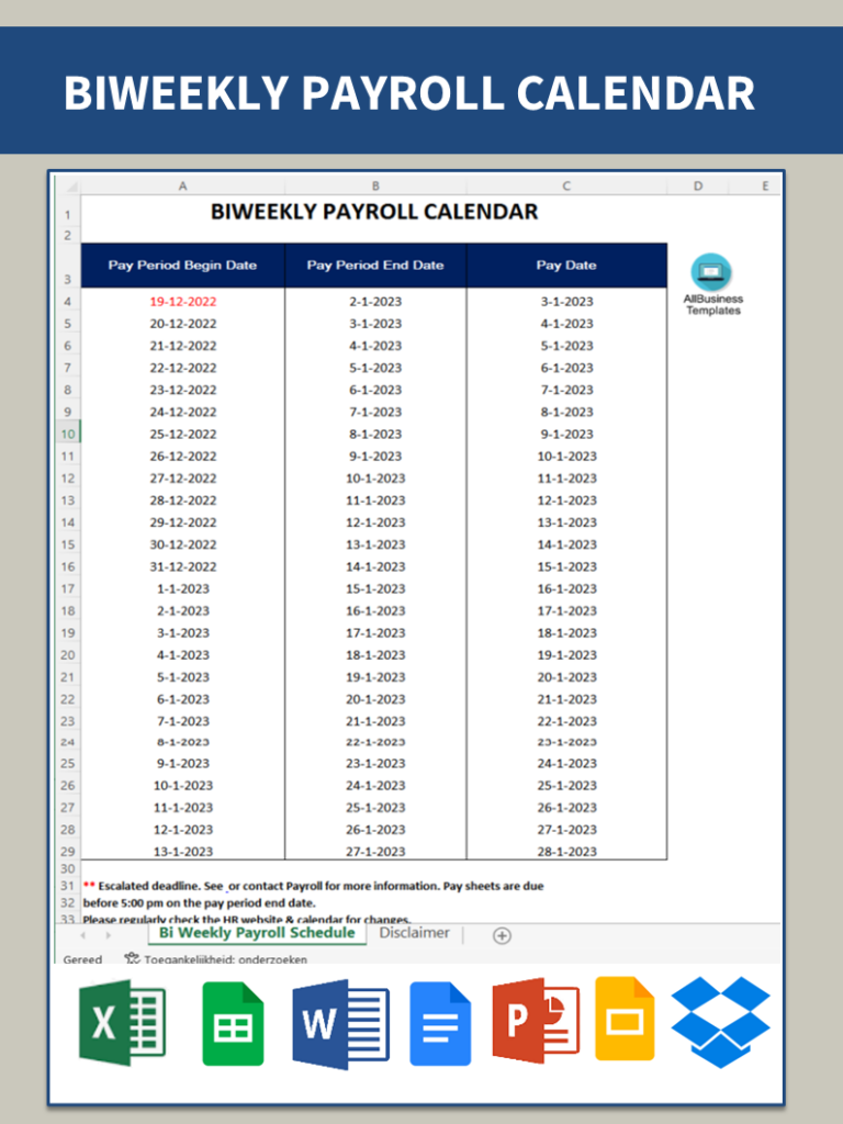 2025 Biweekly Payroll Calendar Template Excel Download 2020 Aile Stephine