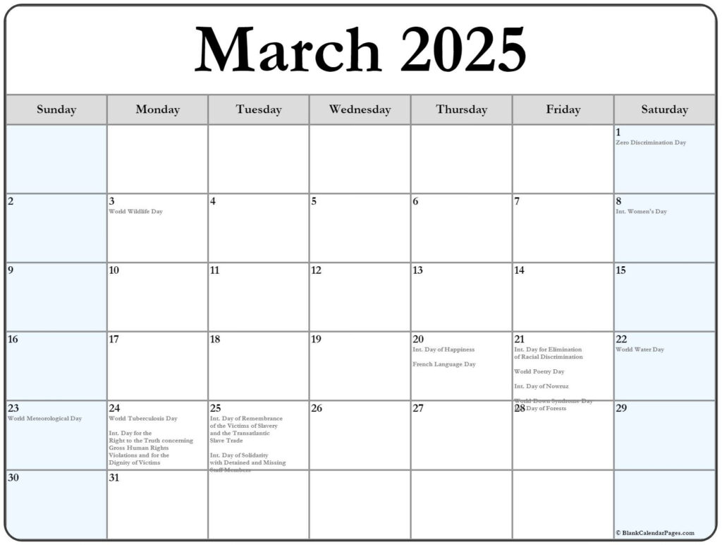 2025 March Calendar With Holidays Stephen Mathis