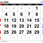 August 2025 Calendar