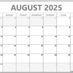 August 2025 Calendar Free Printable Calendars