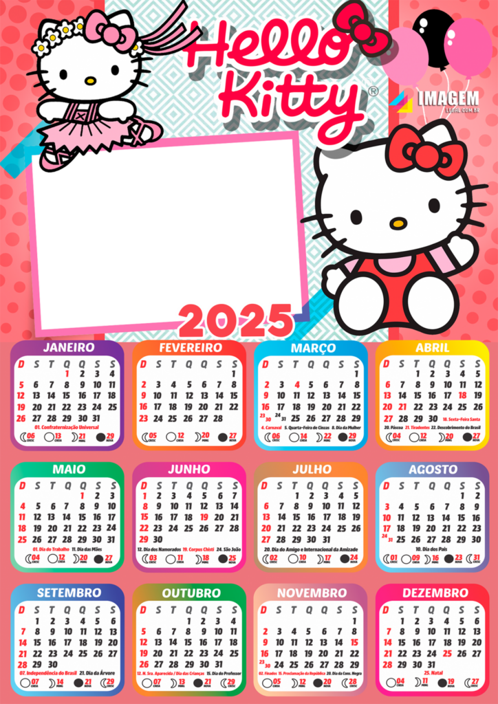 Calend rio 2025 Hello Kitty PNG Imagem Legal