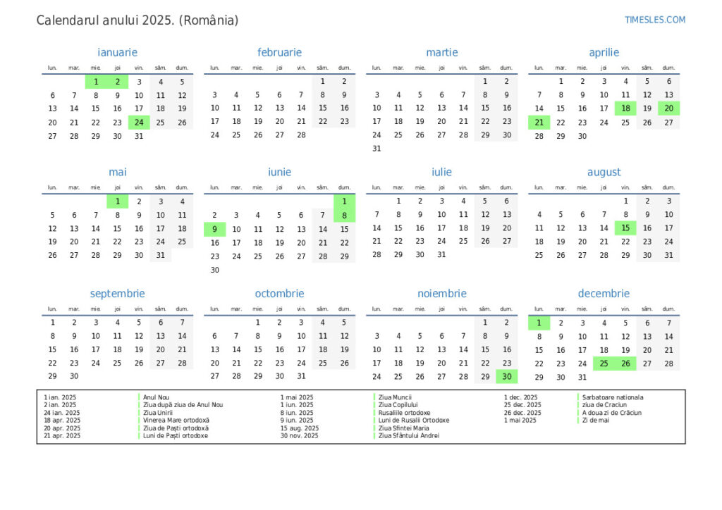 Calendar 2025 Cu Sarbatori Camala Sandye