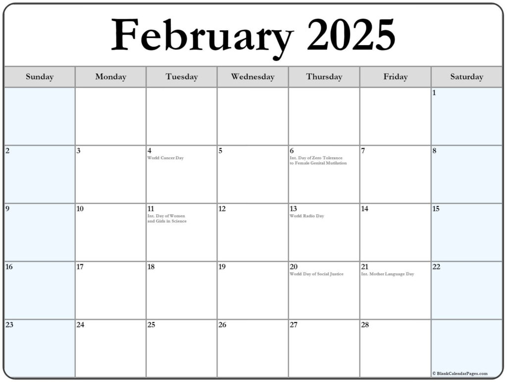 Feb 2025 Calendar