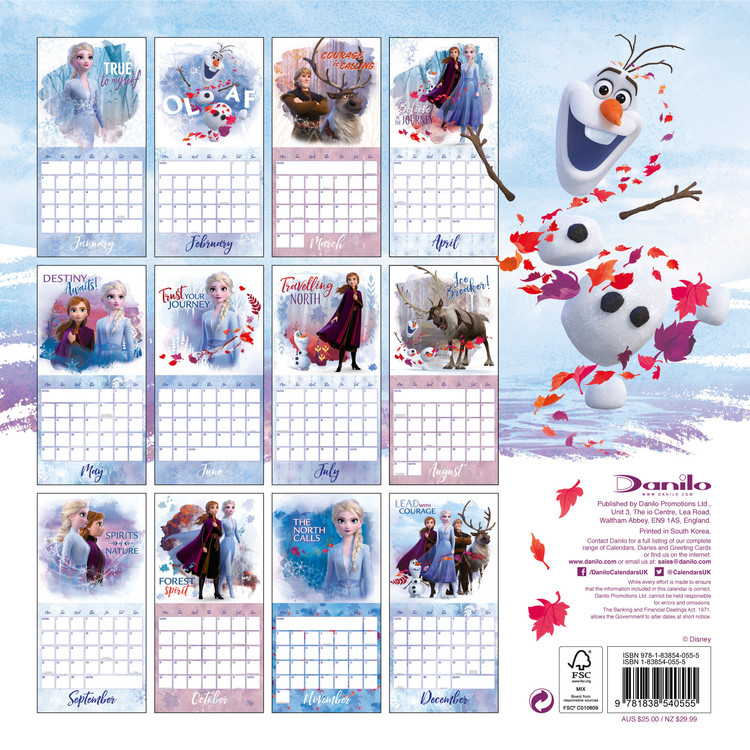 Frozen El Reino Del Hielo 2 Calendarios De Pared 2024 Cons guelos 
