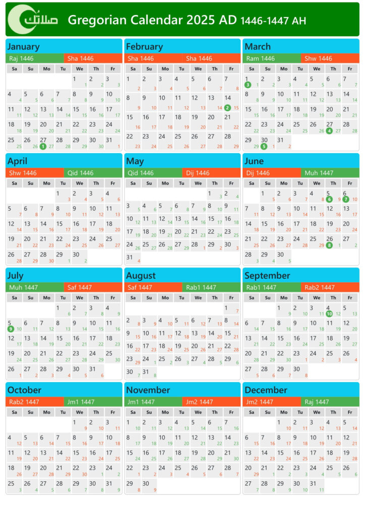 Gregorian Calendar 2025 With Hijri Berthe Karlie