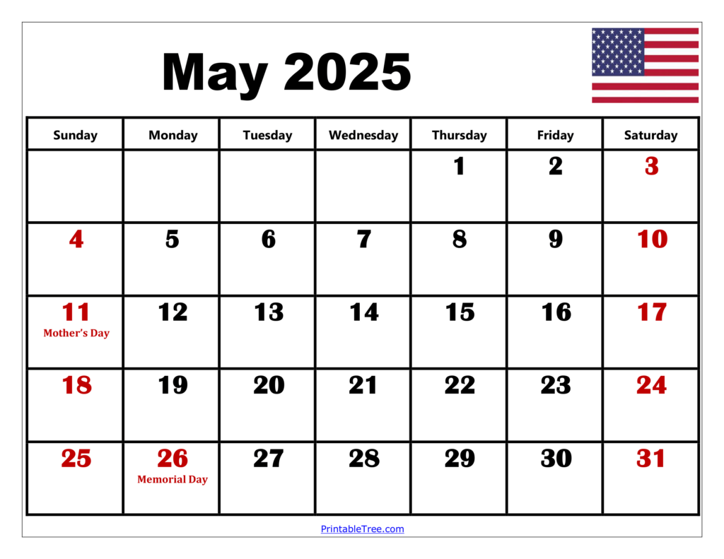 Holiday May Calendar 2025 Berti Marion