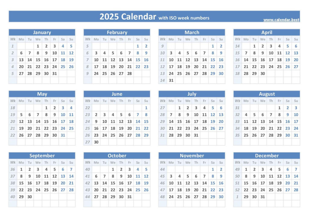 Iso Calendar Weeks 2025 Jacki Morena