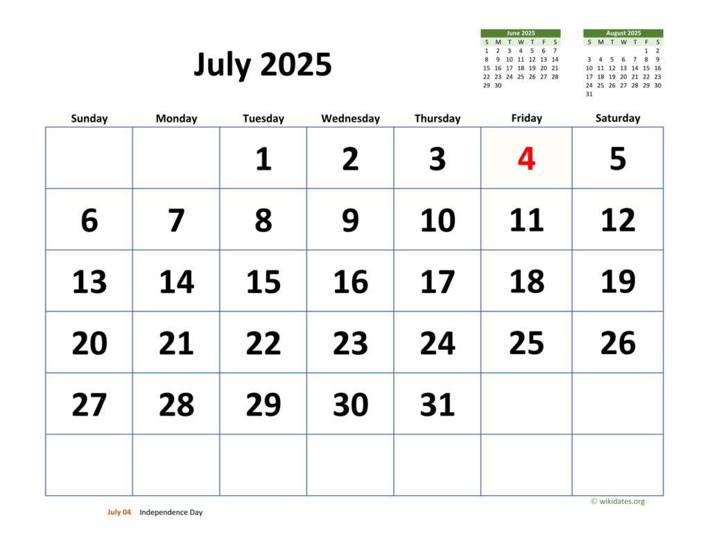 July Calendar 2025 Printable Free Wikihow Regan Rosabelle