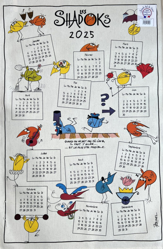 Les Shadoks 2025 Calendar Tea Towel