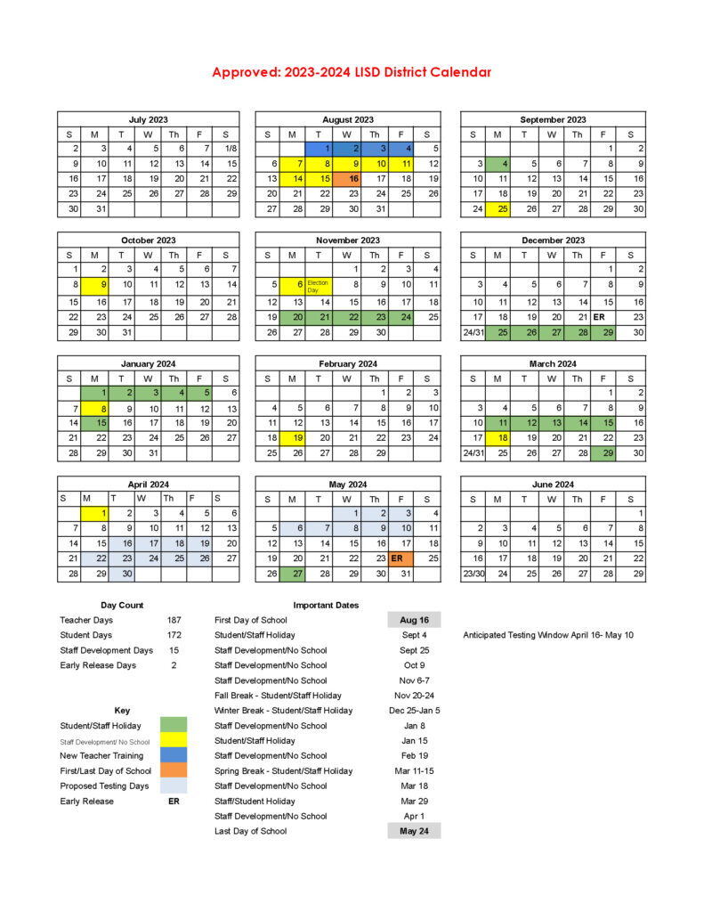 LISD School Calendar 2024 2025 A Comprehensive Guide Cruise Around 