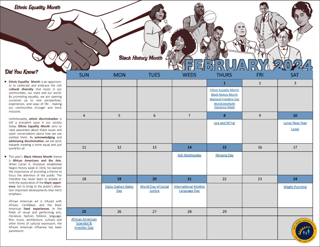 Monthly Diversity Calendar 2025 Lynna Jaquelyn