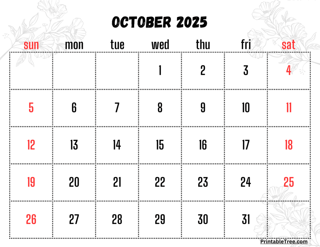 Oct 2025 Calendar Holidays Ardis Britney