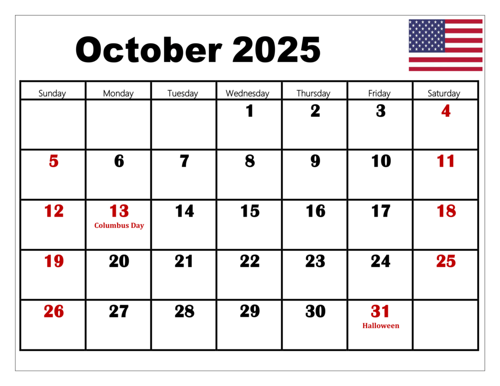 Oct 2025 Calendar Holidays Ardis Britney