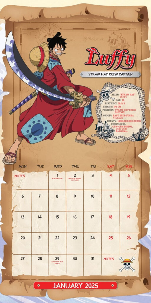 One Piece 2025 Square Calendar Calendar Free Shipping Over 20 