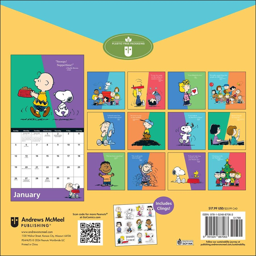 Peanuts 2025 Wall Calendar Book Summary Video Official Publisher 