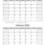 Printable Calendar For January And February 2025 Cati Mattie