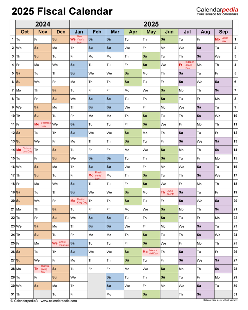 Printable Fiscal Year Calendar 2025 Charo DeeDee