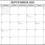 September 2025 With Holidays Calendar