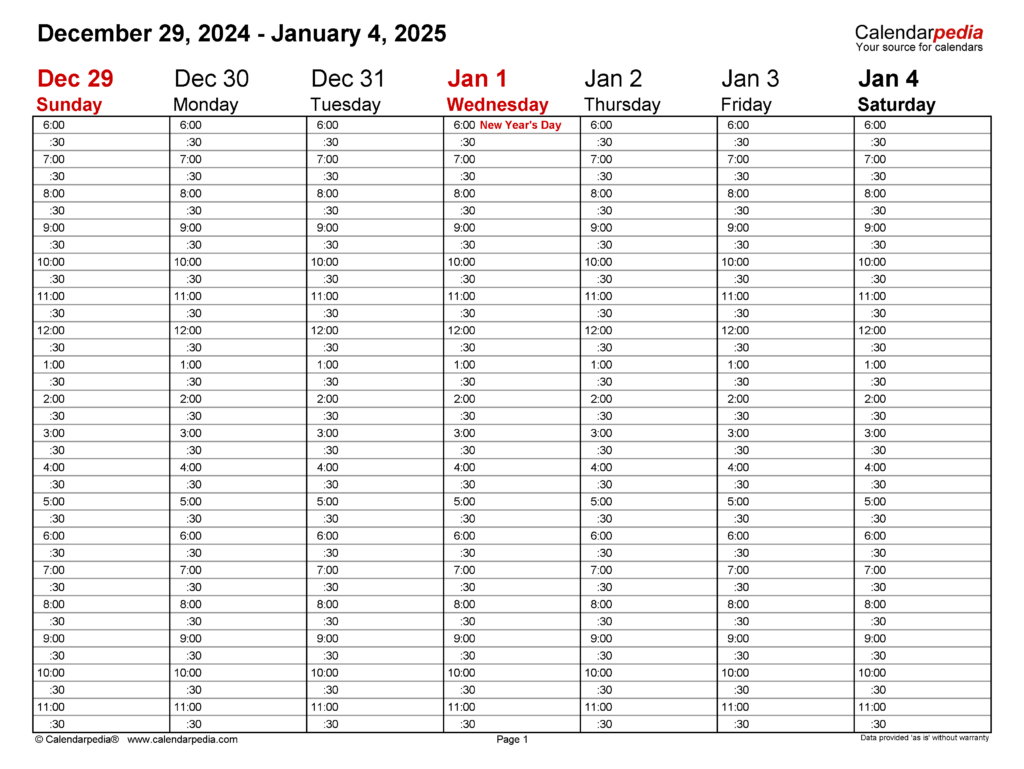 Weekly Calendar Printable 2025 Emmy Sharleen