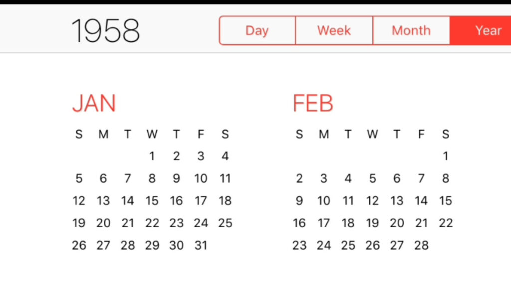 1958 Calendar YouTube