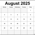 2022 Yearly Calendar Printable August