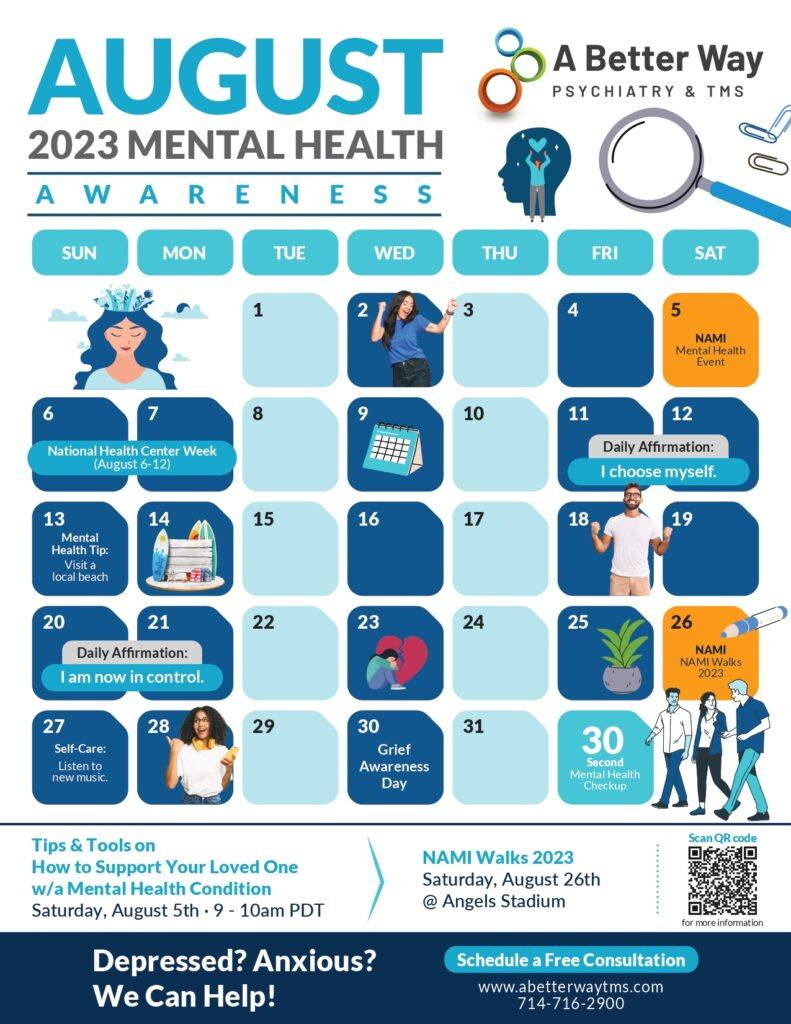 2023 Mental Health Awareness Calendar Psychiatry TMS Therapy In 