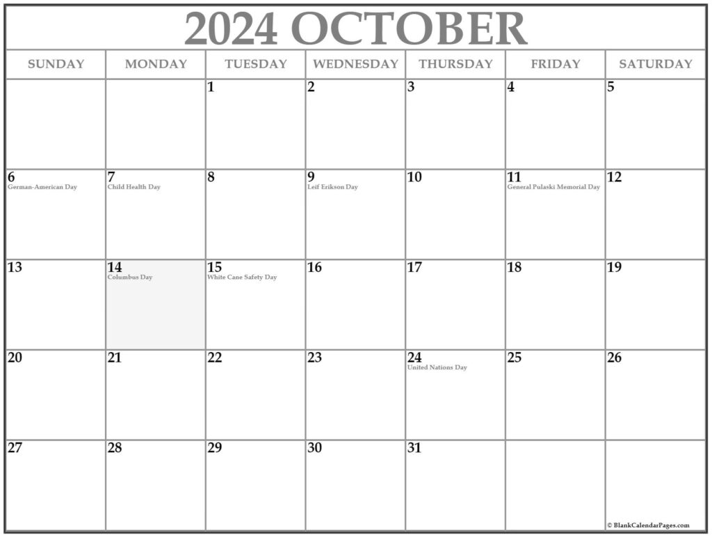 2024 October Calendar Printable Free Pdf Downloads April 2024 