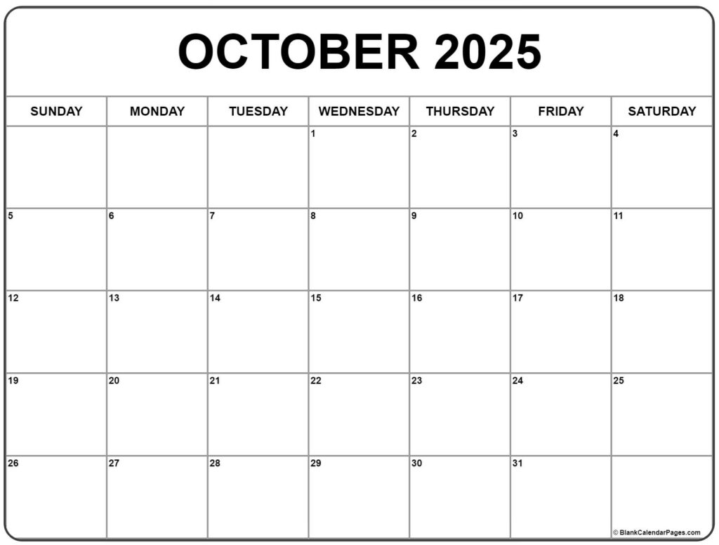 2025 Calendar October Month Nicholas M Kerferd