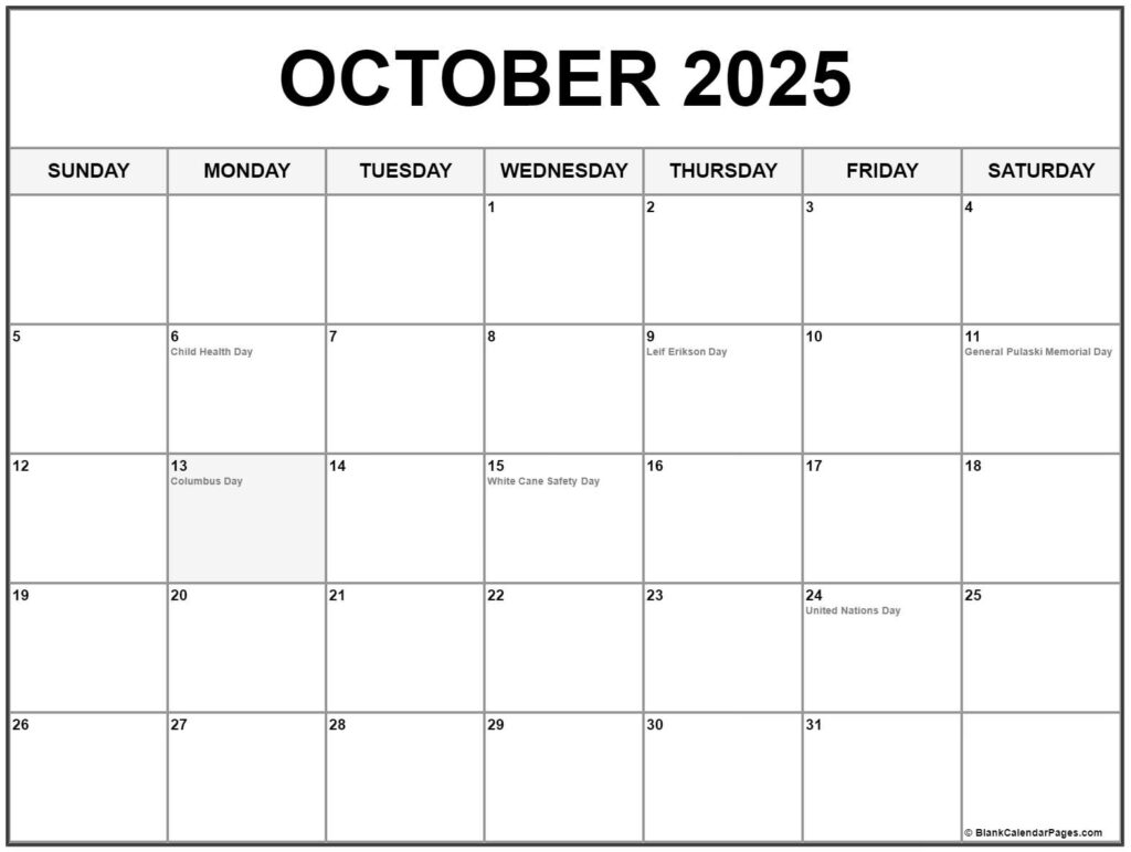2025 October Calendar With Festivals Lucia Margie