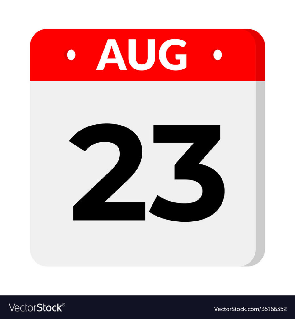 23 August Calendar Icon Royalty Free Vector Image