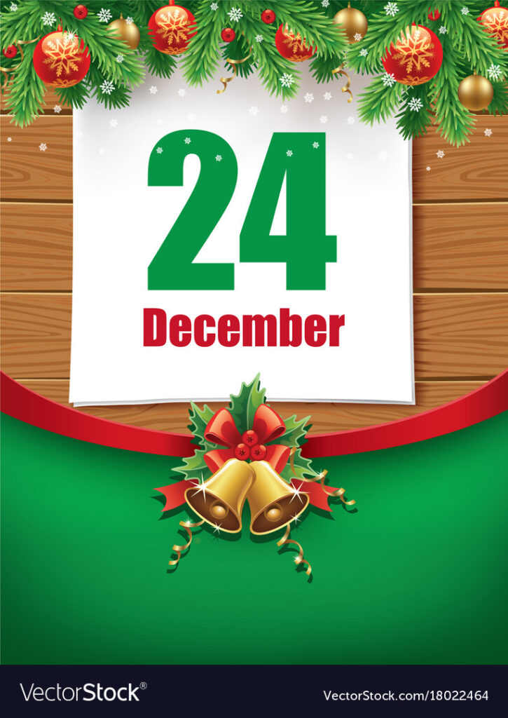 24th December Date On Calendar Royalty Free Vector Image