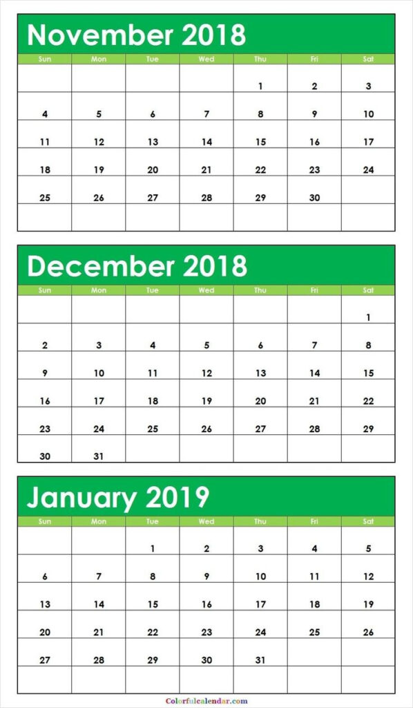 3 Month Calendar November December January June Calendar Printable 