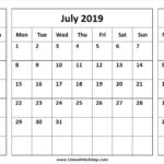 3 Month Calendar Printable June July August