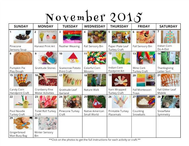 30 November Activities For Kids Free Activity Calendar November 