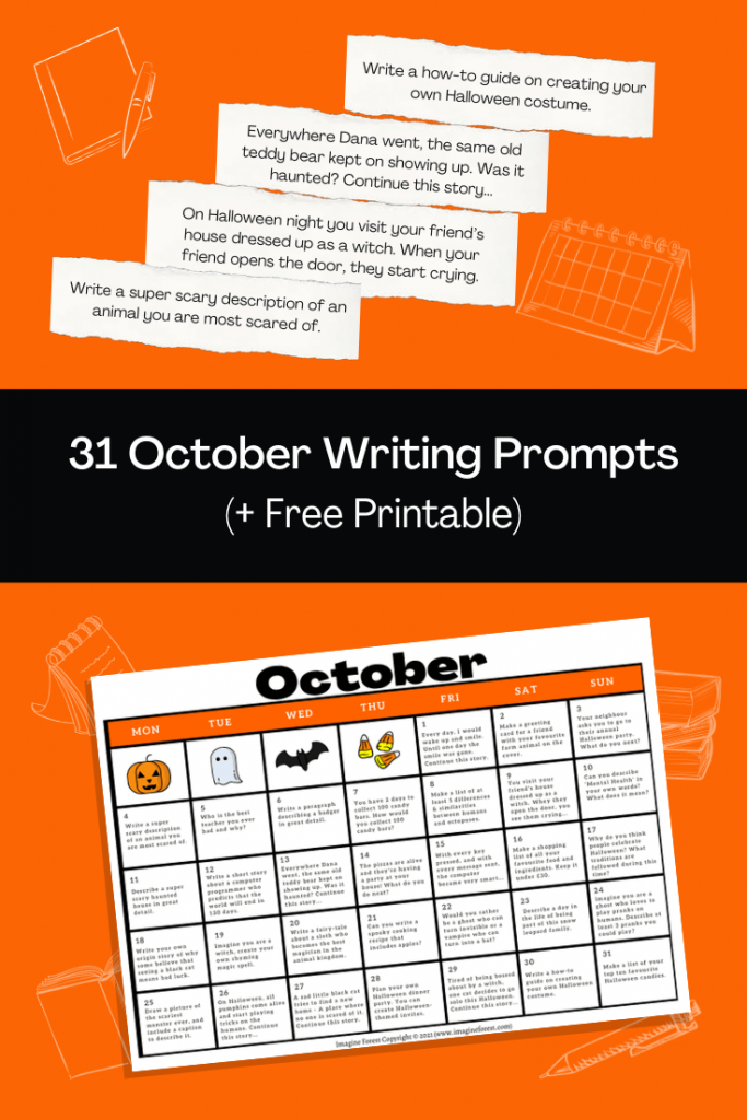 31 October Writing Prompts Free Printable Imagine Forest