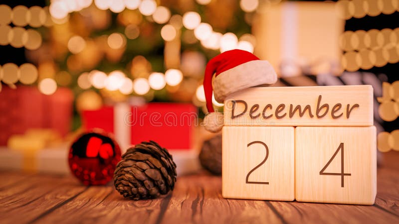 3D Illustration Render December 24th Christmas Eve Date On Calendar 