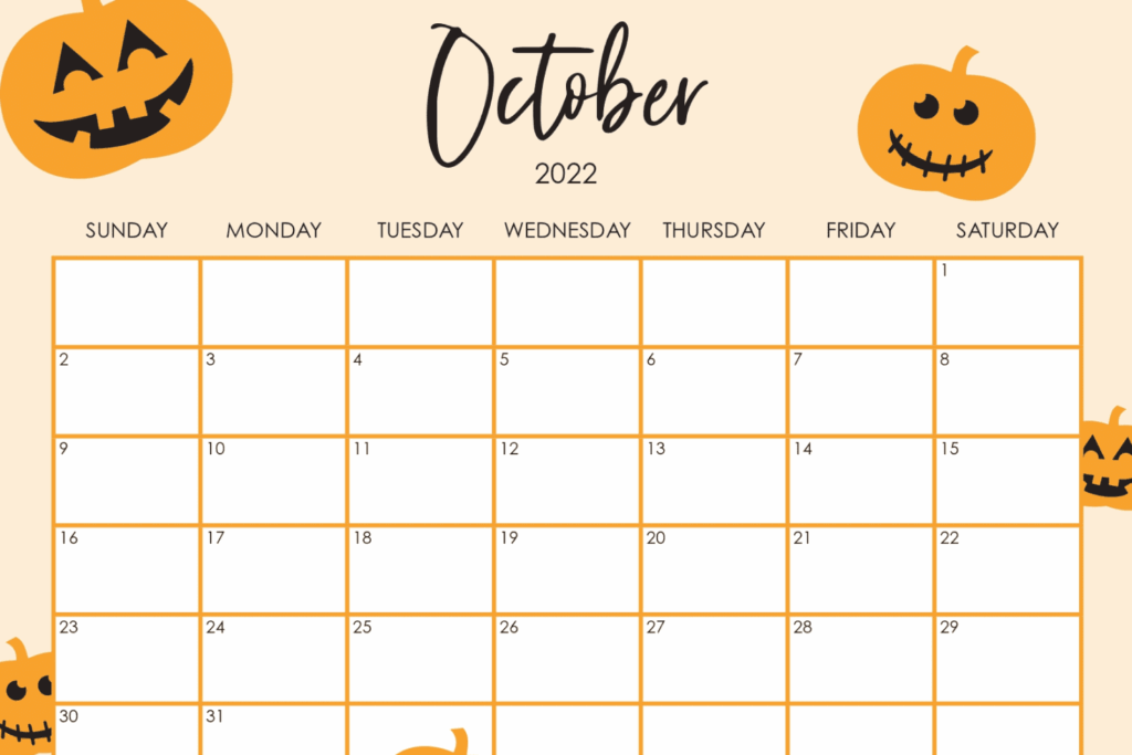 40 Free Printable October Calendars 2022