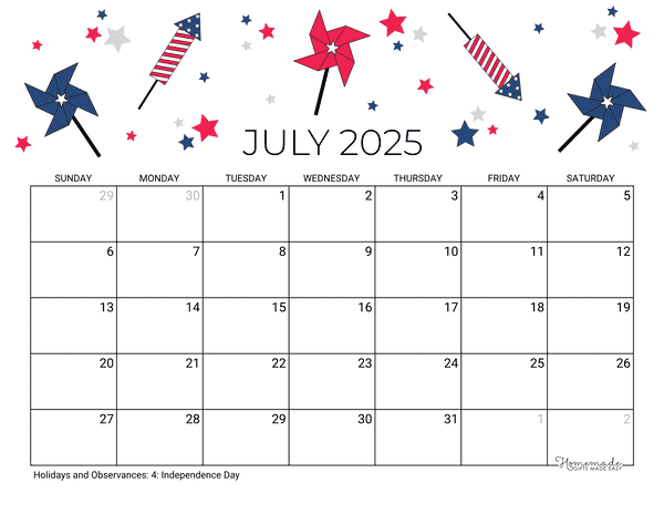 4th Of July 2025 Calendar Cecil Daphene