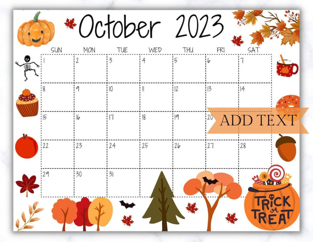 A Calendar With Autumn Items On It And The Words October 2012 Written 