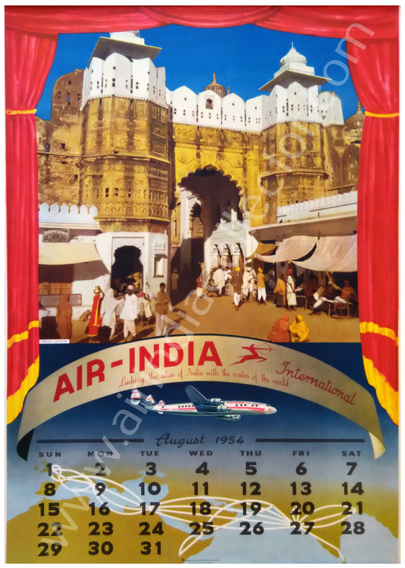 AI Calendar 1954 Air India Collector