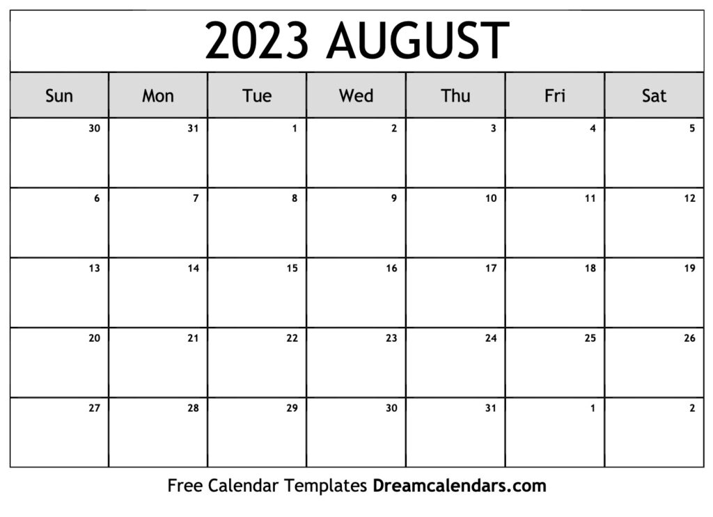 August 2023 Calendar Free Printable With Holidays And Observances