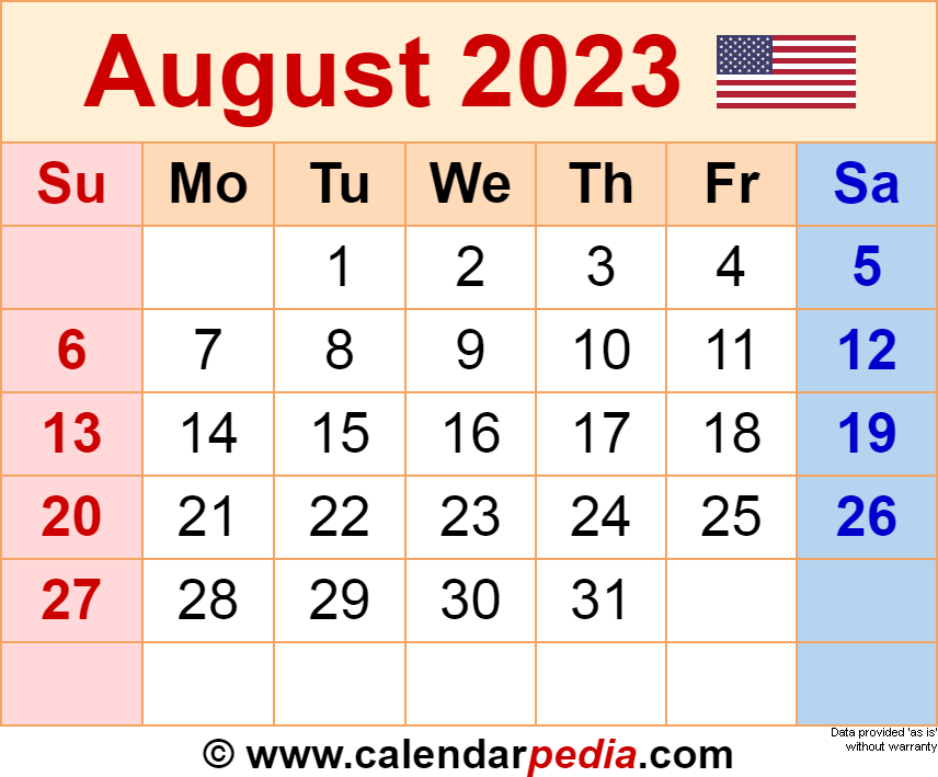 August 2023 Calendar Printable Templates iesanfelipe edu pe