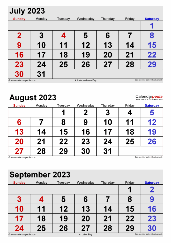 August 2023 Calendar Templates For PDF Excel And Word