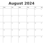August 2024 Blank Monthly Calendar Pdf
