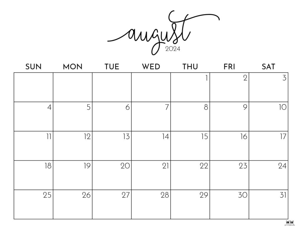 August 2024 Calendar Pdf Printable Free Junia Beatrix